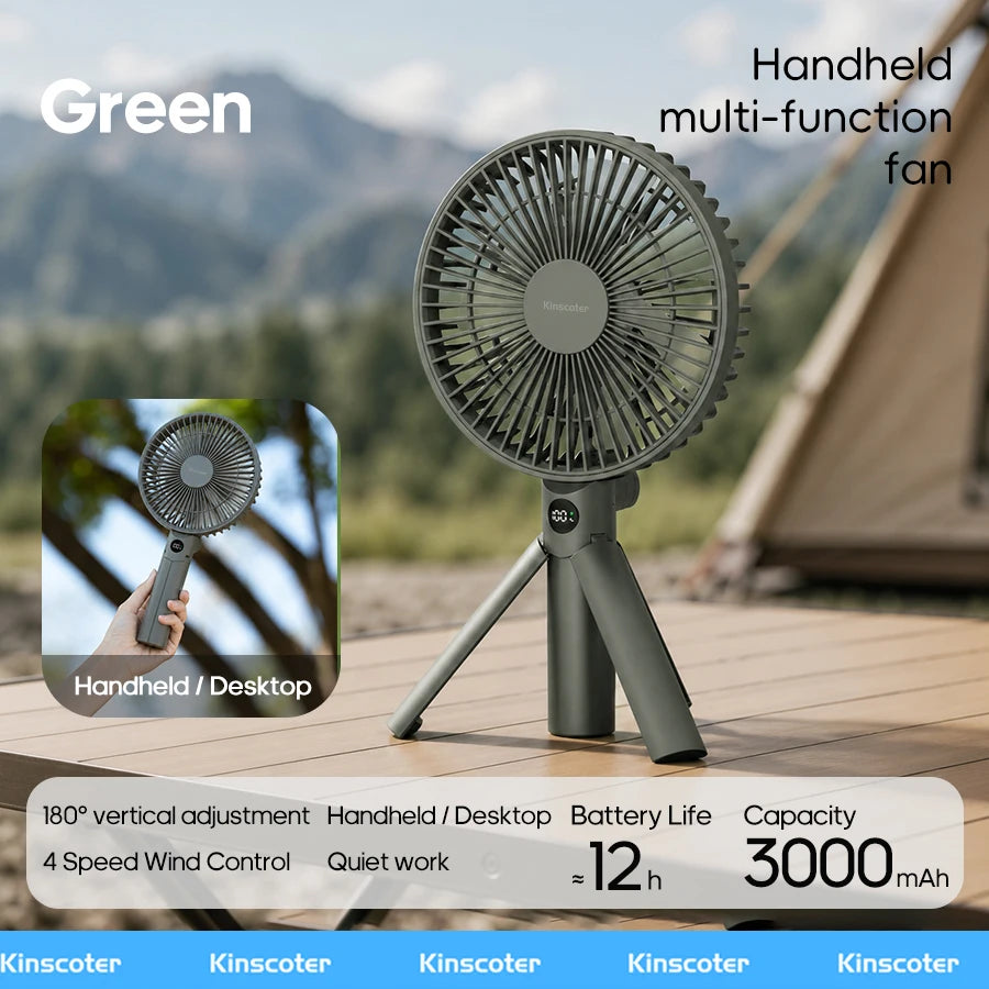 3000mAh Portable Folding Fan - 2-in-1 Handheld & Desk Fan