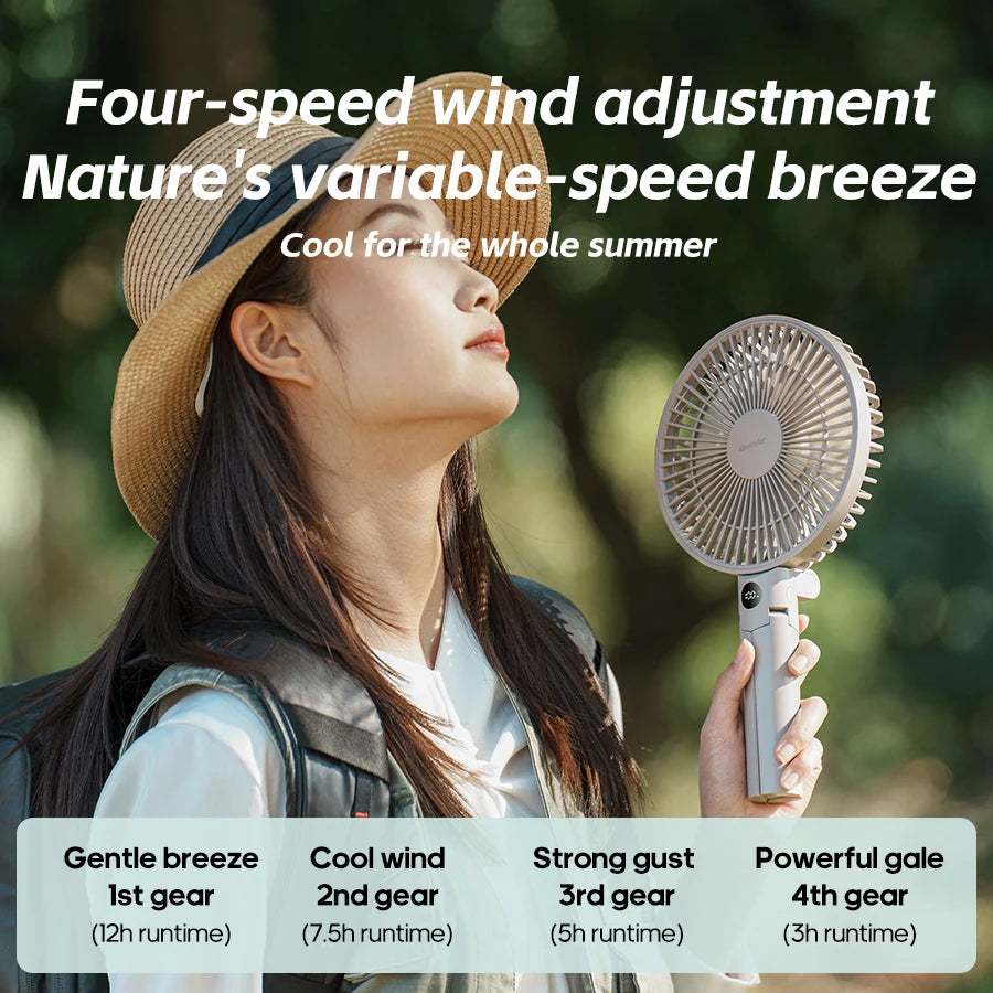 3000mAh Portable Folding Fan - 2-in-1 Handheld & Desk Fan