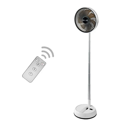 Portable Oscillating Standing Fan - Rechargeable, Foldable with Remote for Camping & Home