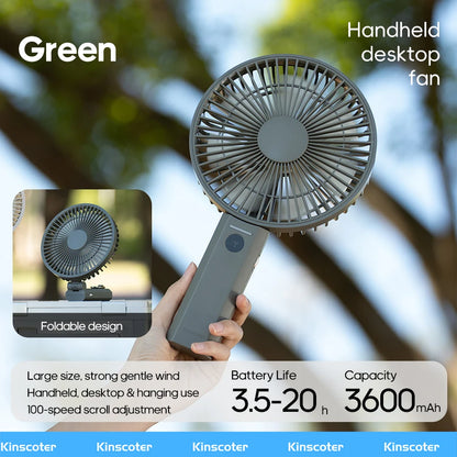3000mAh Portable Folding Fan - 2-in-1 Handheld & Desk Fan
