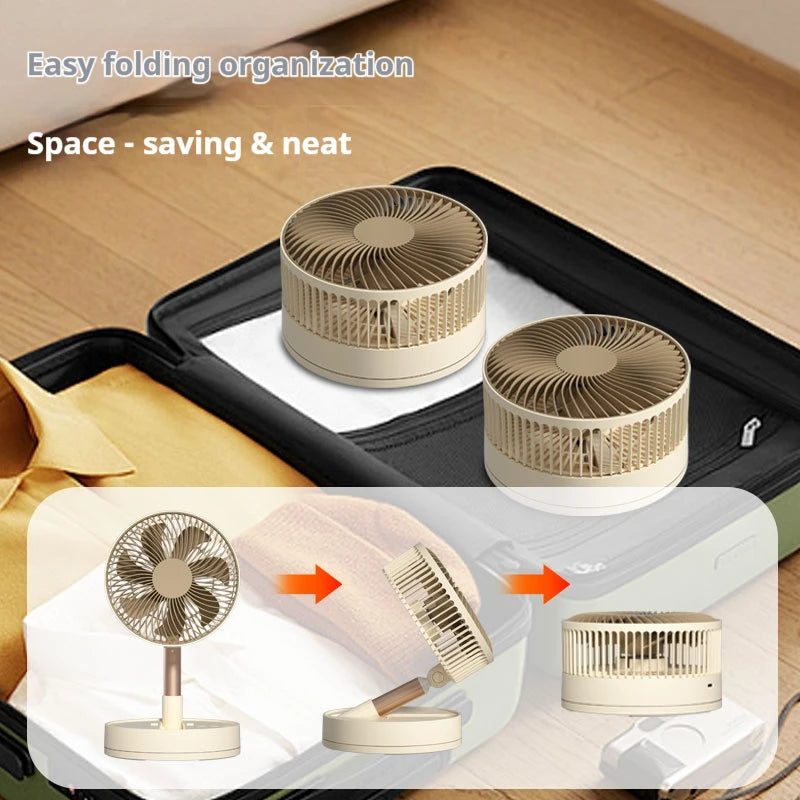 8-Inch Foldable Desk & Floor Fan - Rechargeable, 4 Speeds & Timer