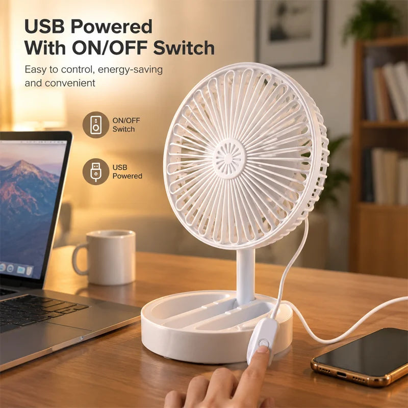 Quiet USB Desk Fan with On/Off Switch - Powerful Airflow