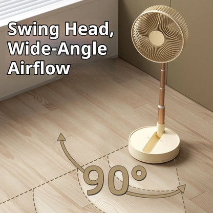 8-Inch Foldable Desk & Floor Fan - Rechargeable, 4 Speeds & Timer