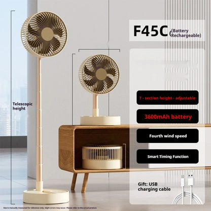 8-Inch Foldable Desk & Floor Fan - Rechargeable, 4 Speeds & Timer