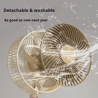 8-Inch Foldable Desk & Floor Fan - Rechargeable, 4 Speeds & Timer