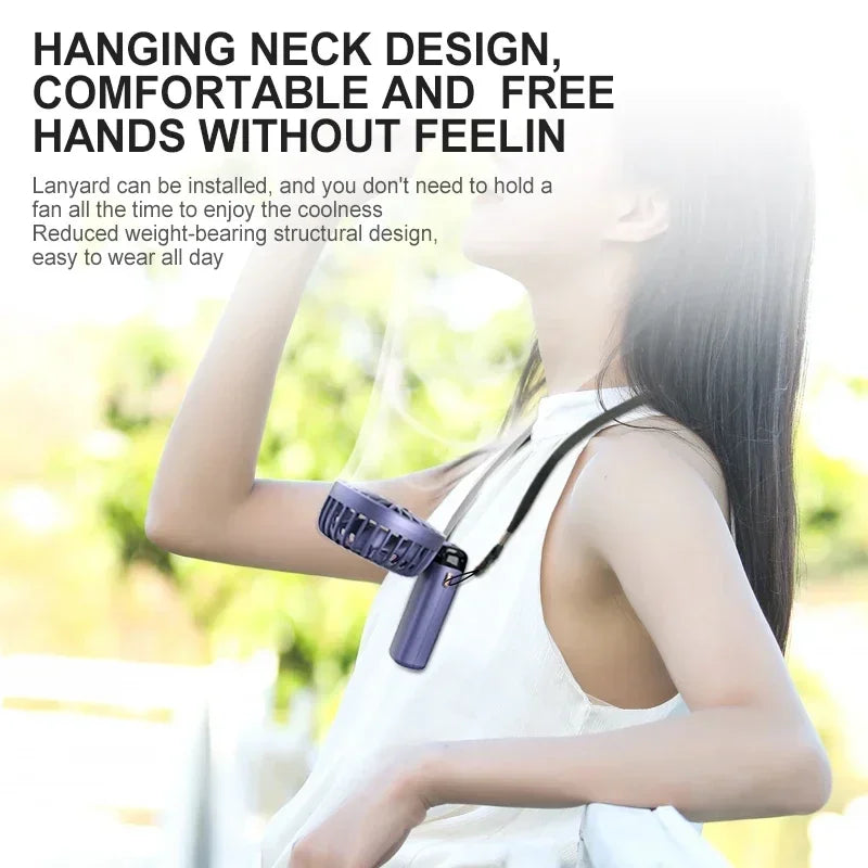 3-in-1 Foldable Handheld & Neck Fan with LED Display - 5 Speeds, Phone Stand