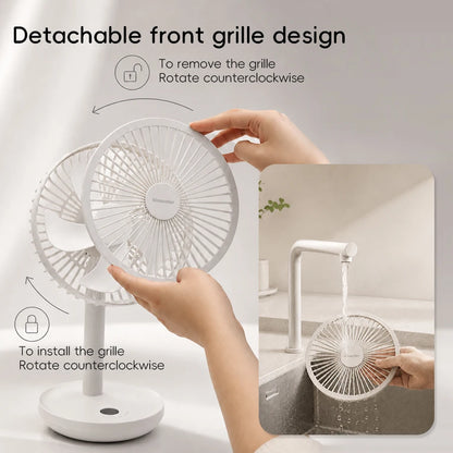KINSCOTER Smart Oscillating Desk Fan 4000mAh - USB Rechargeable, Ultra-Quiet, 5 Speeds for Home & Office