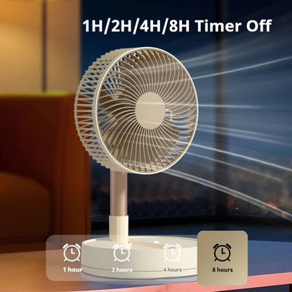 8-Inch Foldable Desk & Floor Fan - Rechargeable, 4 Speeds & Timer
