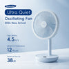 KINSCOTER Smart Oscillating Desk Fan 4000mAh - USB Rechargeable, Ultra-Quiet, 5 Speeds for Home & Office