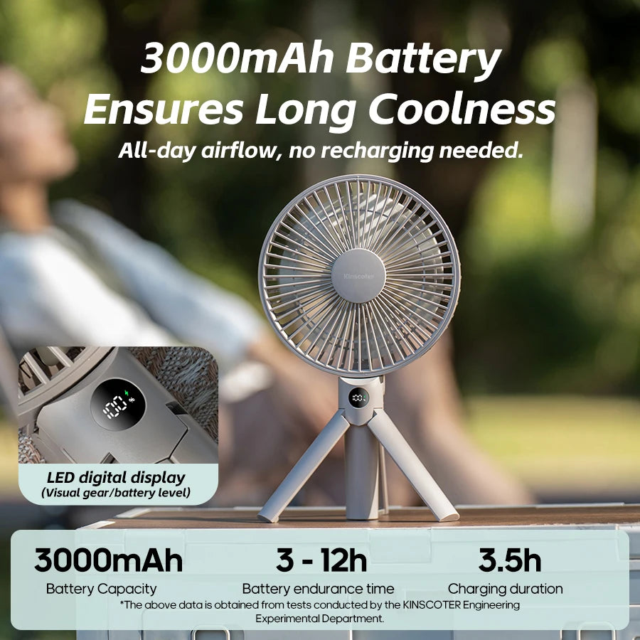 3000mAh Portable Folding Fan - 2-in-1 Handheld & Desk Fan