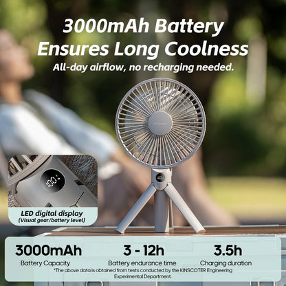 3000mAh Portable Folding Fan - 2-in-1 Handheld & Desk Fan