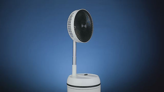 Portable Oscillating Standing Fan - Rechargeable, Foldable with Remote for Camping & Home