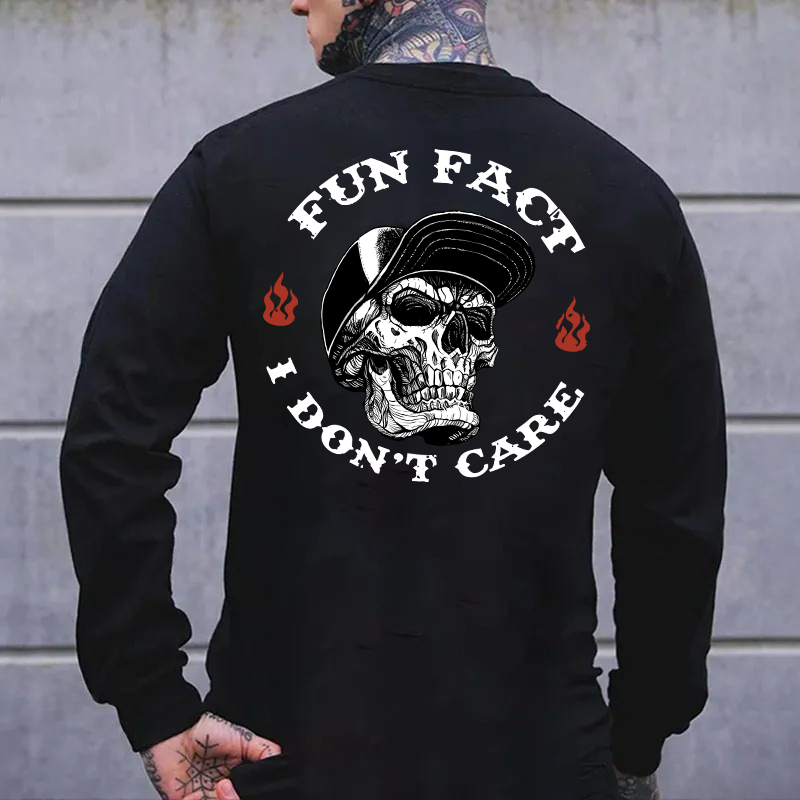 Fun Fact I Don't Care Skull Print Men's Sweatshirt